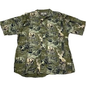 Bit & Bridle Shirt Men XL Camo Button Up Hunting Western Camp Deer Buck VTG Y2K